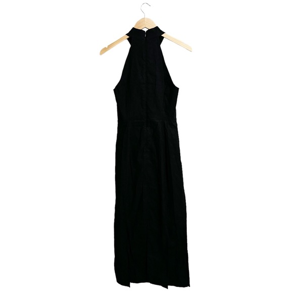 NWT Anthropologie Halter Slit Midi Dress Black - Picture 3 of 9